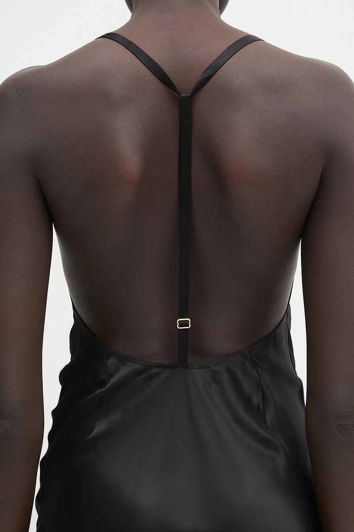Marine Serre vestito Satin Slip nero WDR302B.CWOV0056