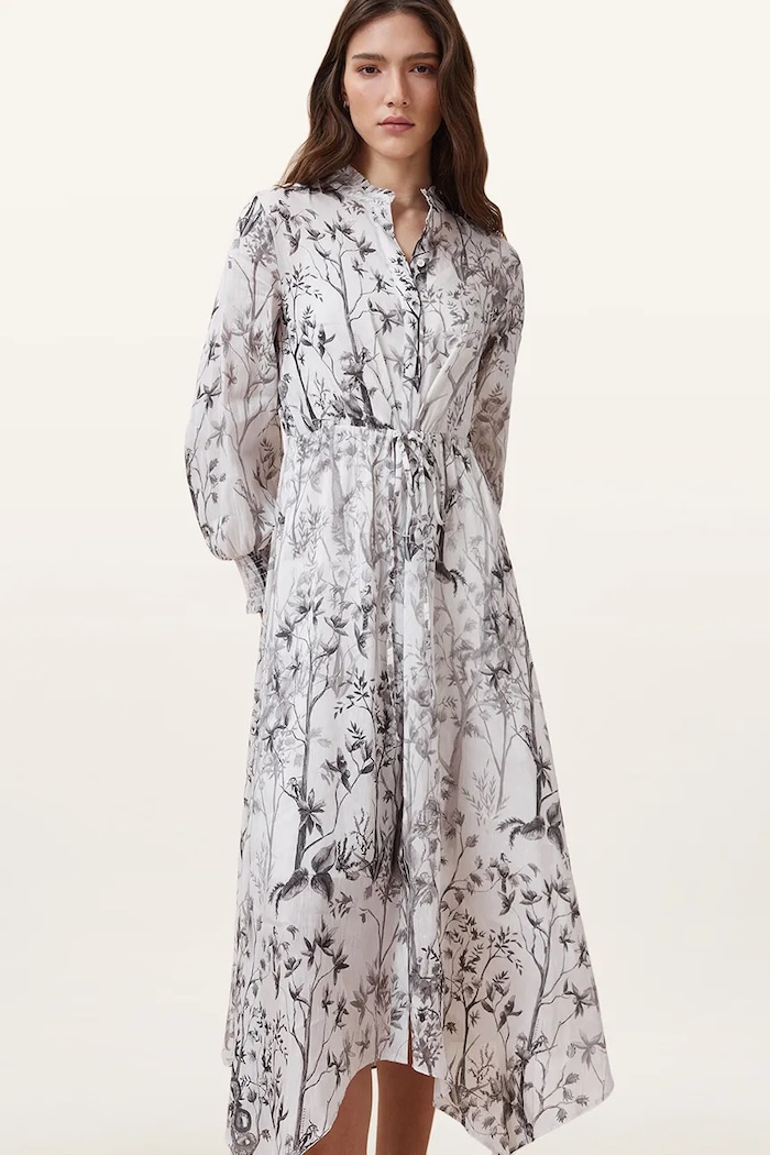 AllSaints vászon ruha SKYLAR MAXI len fehér W047DC
