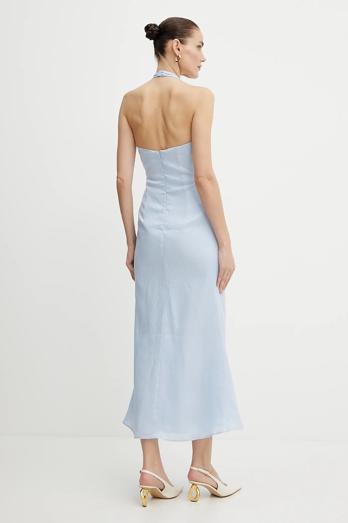Îmbrăcăminte Bardot rochie din in 59780DB albastru