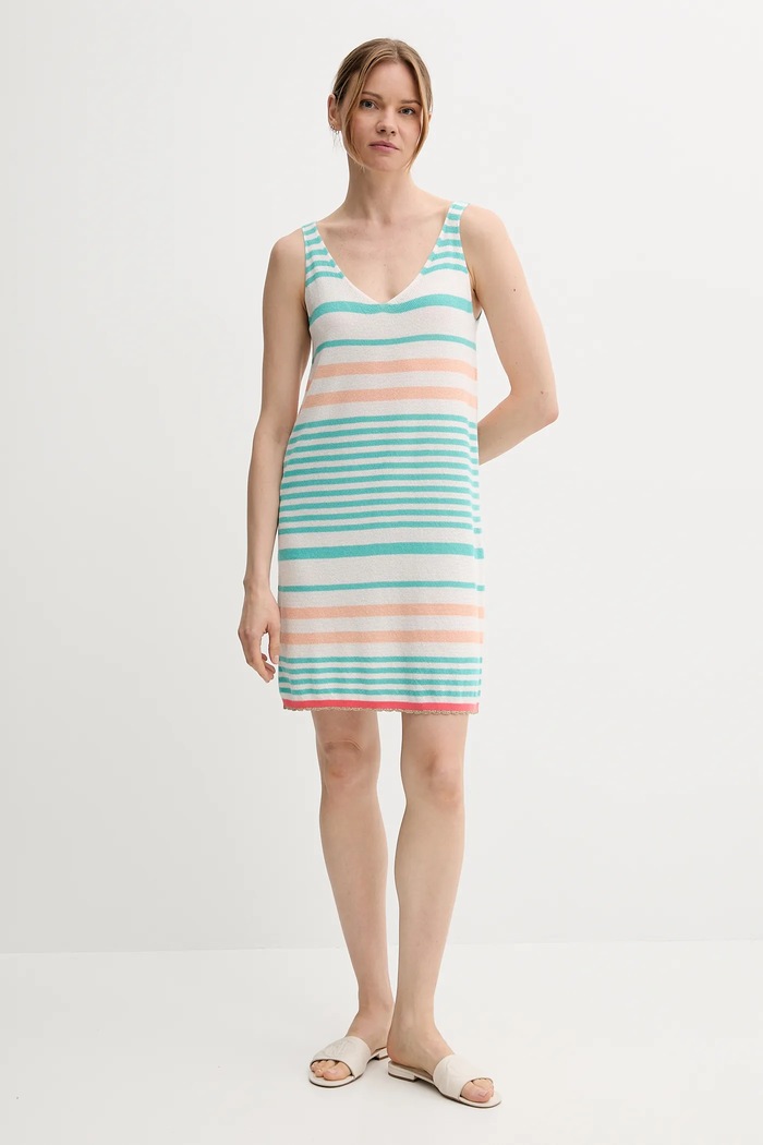 United Colors of Benetton sukienka bawełniana 11945V006 turkusowy SS25