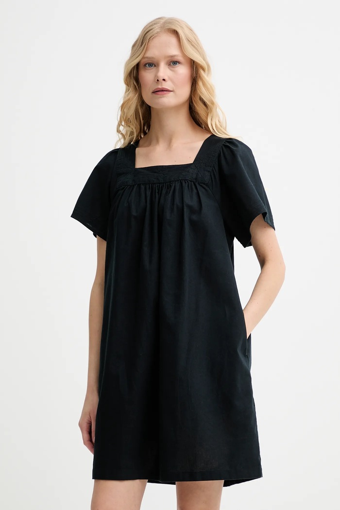 Levi's sukienka z domieszką lnu AMBRE BABYDOLL DRESS casual czarny 001HT