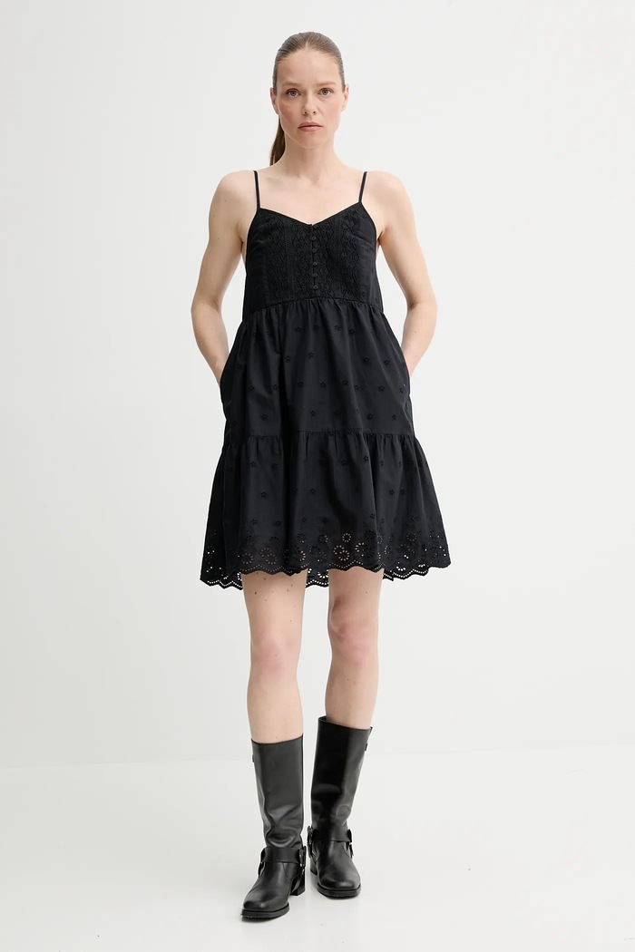 Pamučna haljina Levi's CORA SL MINI DRESS 001RJ crna SS25