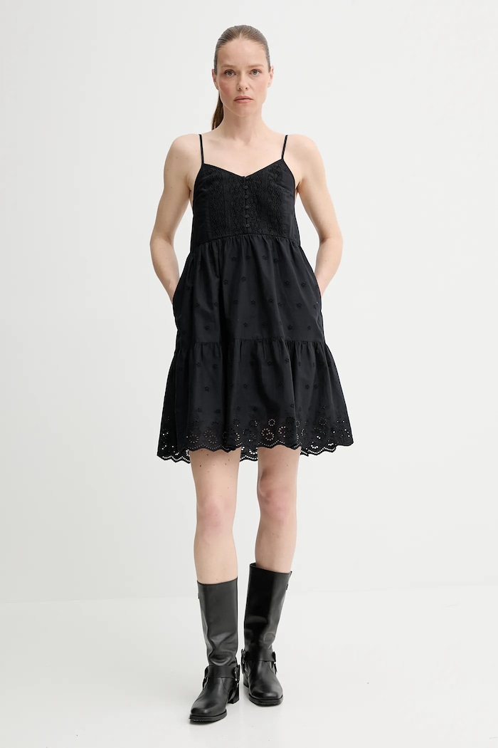 Pamučna haljina Levi's CORA SL MINI DRESS 001RJ crna SS25
