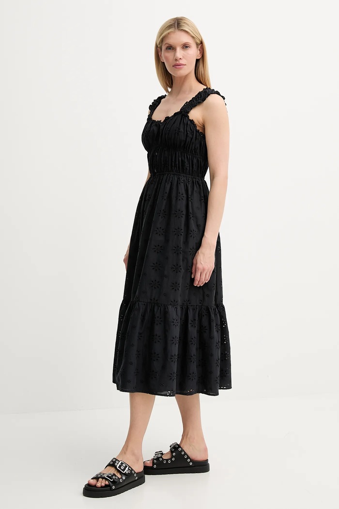 Levi's sukienka bawełniana AMAYA TIERED MAXI DRESS 001TB czarny SS25