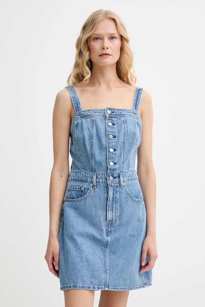 Levi's ruha ICONIC BUTTON THRU DRESS vállas kék 001WE
