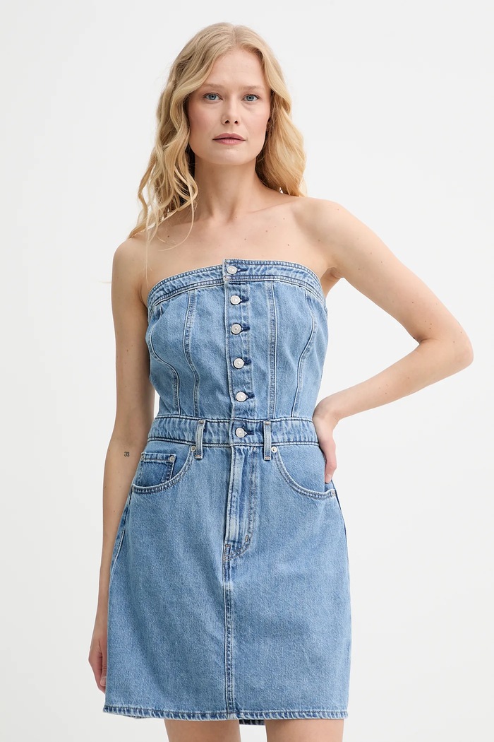 Levi's ruha ICONIC BUTTON THRU DRESS kék 001WE