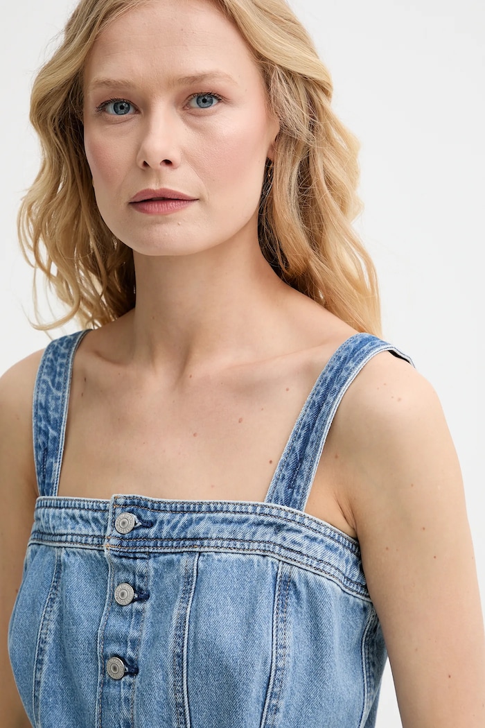 Levi's ruha ICONIC BUTTON THRU DRESS 001WE kék