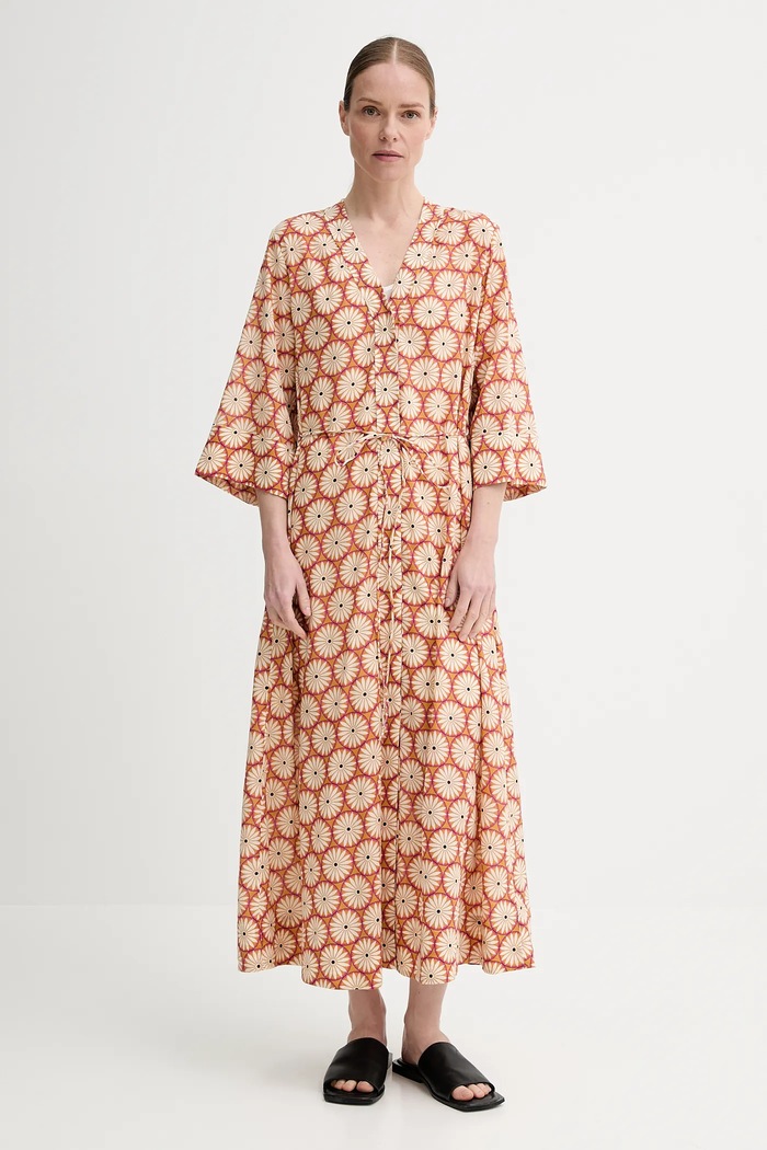Marc O'Polo rochie din bumbac maxi maro 504080921145