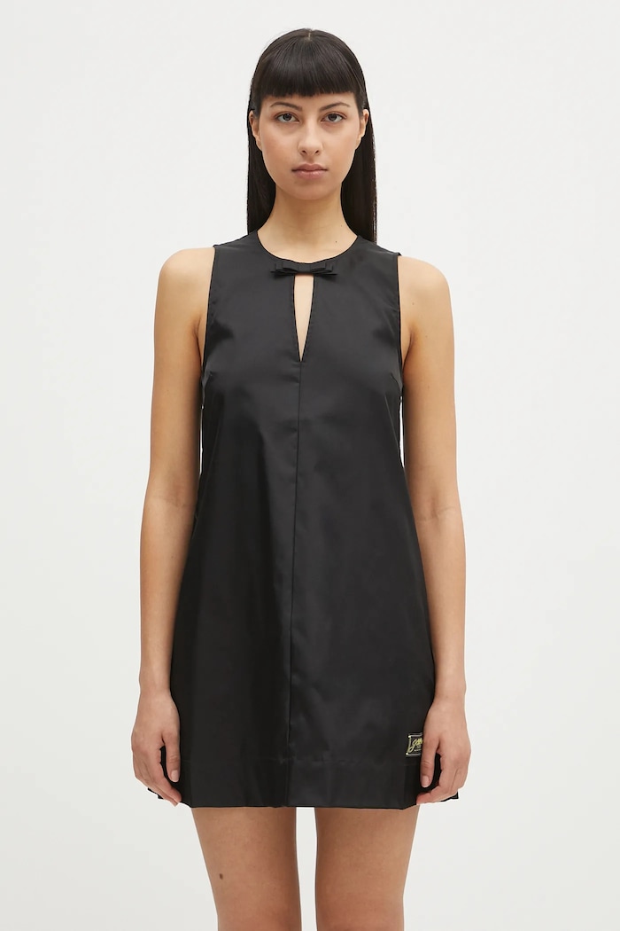 GANNI rochie Duchesse Nylon Mini rotund negru W0472