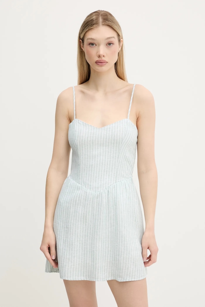 Λινό φόρεμα Hollister Co. εμπριμέ πράσινο KI359.5120.304