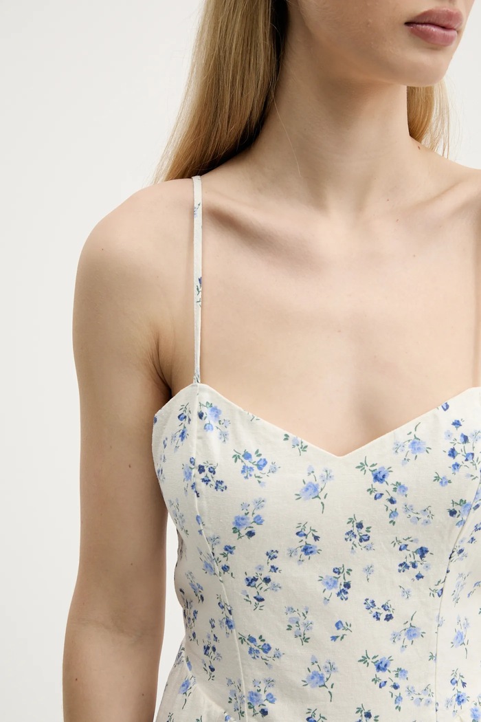 Λινό φόρεμα Hollister Co. KI359.5240.109 μπεζ