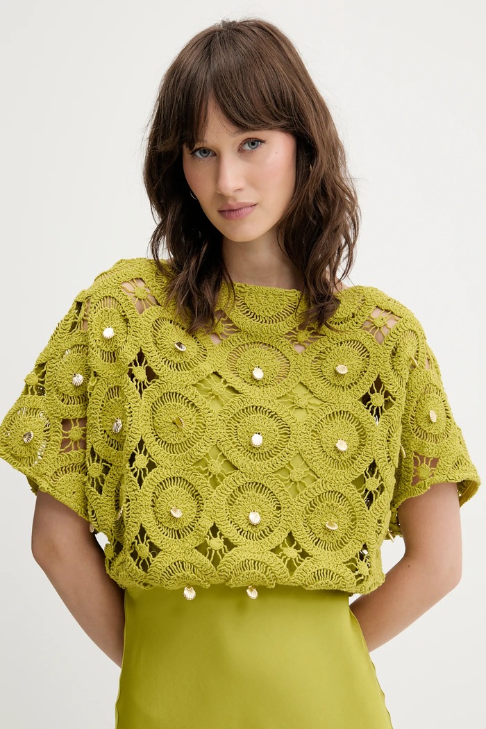 Never Fully Dressed rochie din amestec de lână verde NFDDR2124