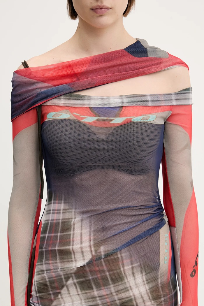 Šaty Ottolinger Mesh Off-Shoulder Mini 101.501501.01 tmavomodrá