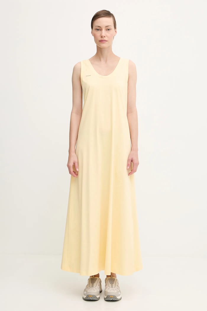 Pangaia cotton dress Midweight Long Dress plain yellow 10002554
