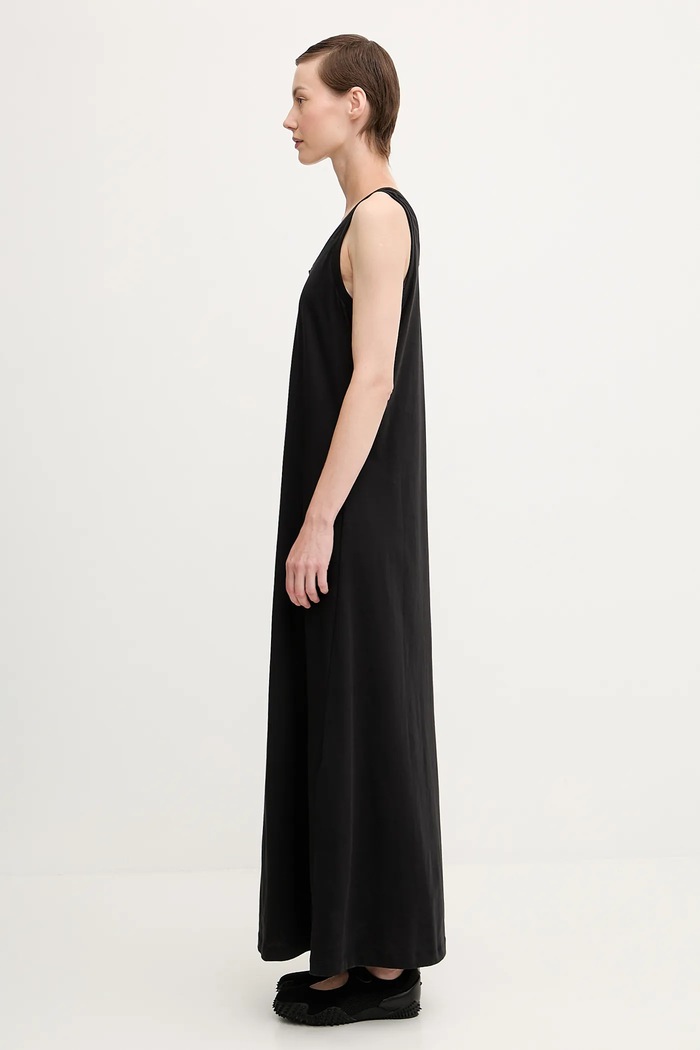 Bavlnené šaty Pangaia Midweight Long Dress 10002554 čierna SS25