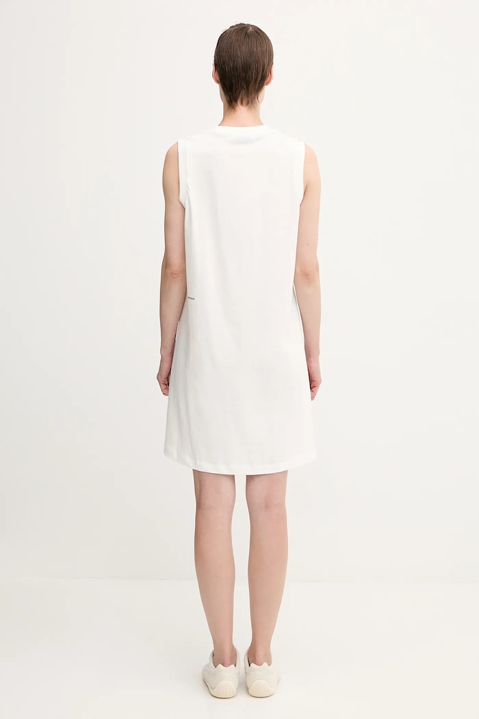 Ρούχα Βαμβακερό φόρεμα Pangaia Midweight Short Dress 10002555 λευκό
