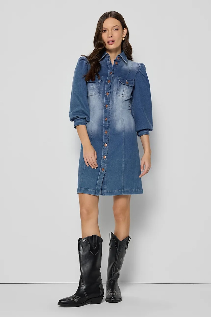 BIZUU Rochie din denim albastru NIGANA.NIEBIESKi