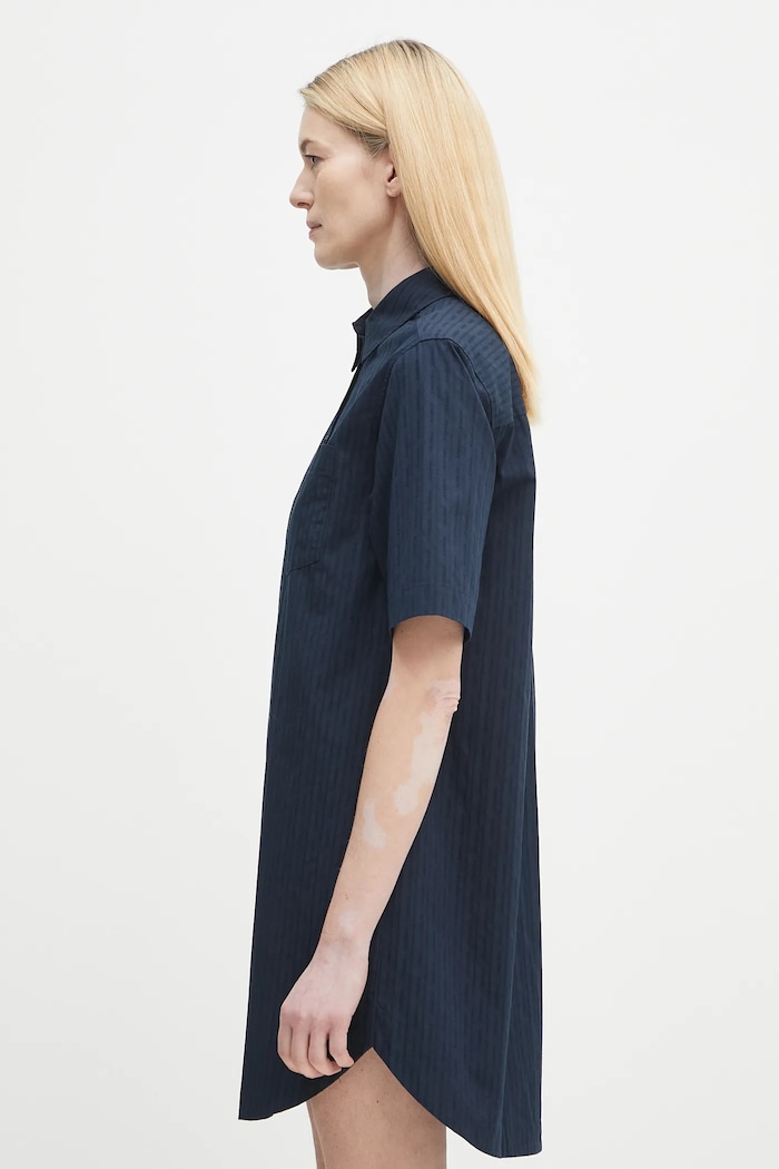 Samsoe Samsoe rochie din bumbac SATINA F25200080 bleumarin SS25