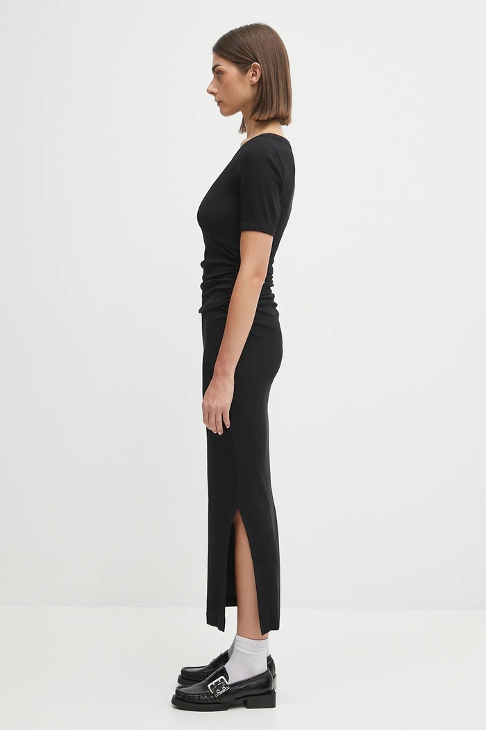 GANNI sukienka Soft Cotton Rib T4146 czarny SS25