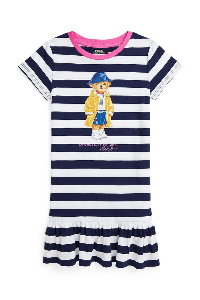 Polo Ralph Lauren sukienka bawełniana dziecięca nadruk granatowy 312957382001