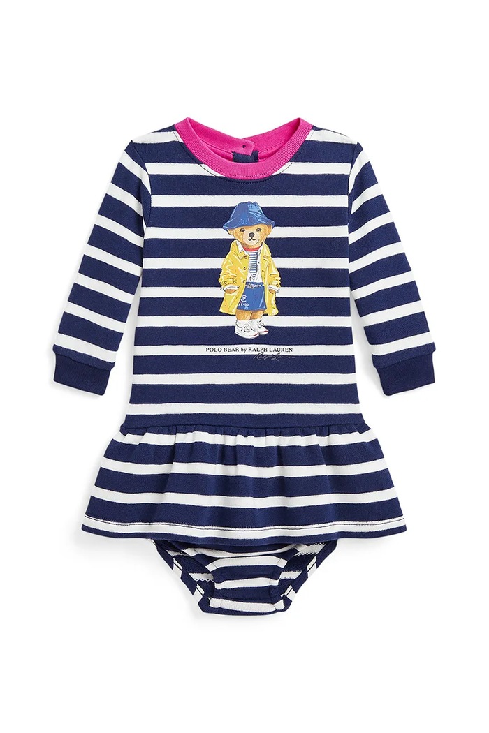 Φόρεμα μωρού Polo Ralph Lauren εμπριμέ σκούρο μπλε 310958259001