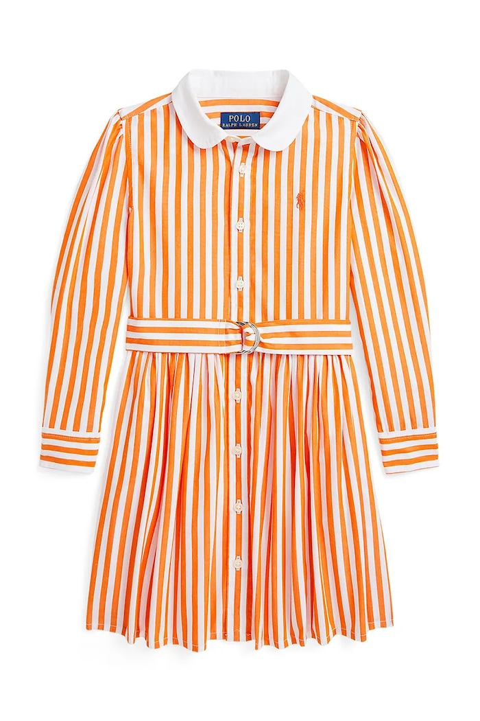 Polo Ralph Lauren Παιδικό βαμβακερό φόρεμα Polo Ralph Lauren πορτοκαλί 312957443002