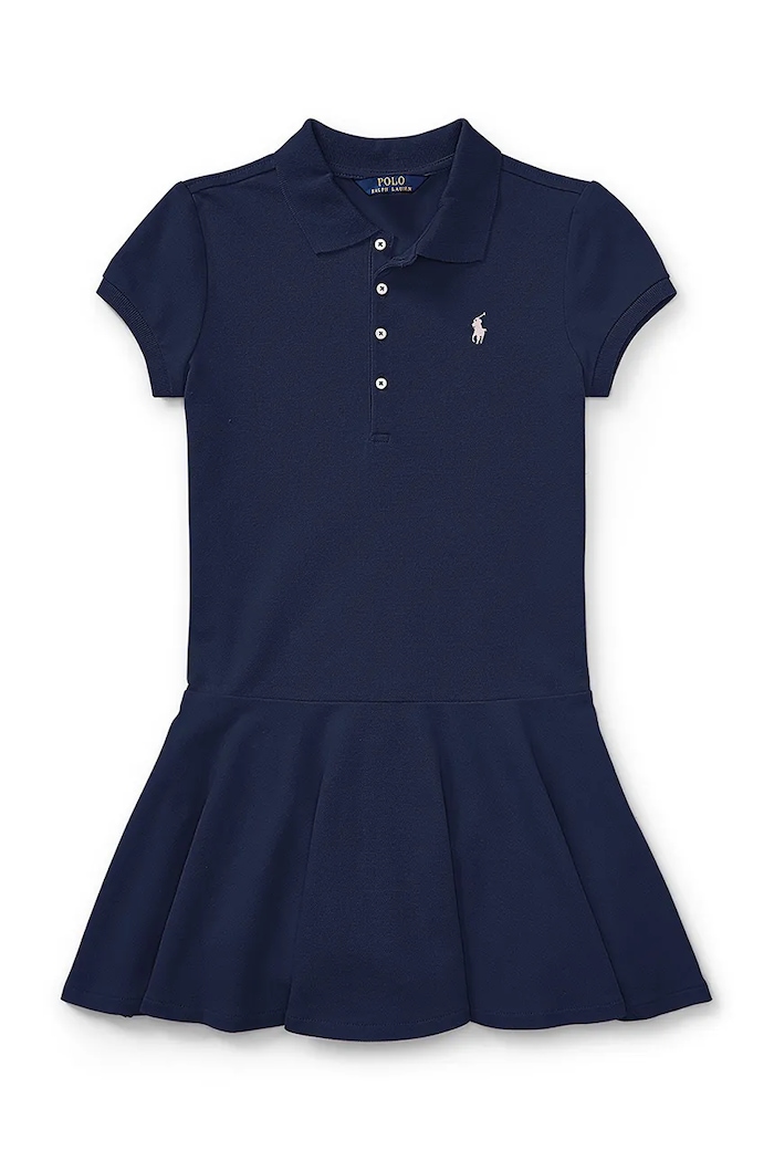 Dievčenské šaty Polo Ralph Lauren s elastanom tmavomodrá 313624740001