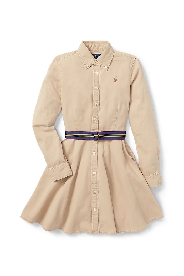 Παιδικό φόρεμα Polo Ralph Lauren 313699674001 μπεζ SS25