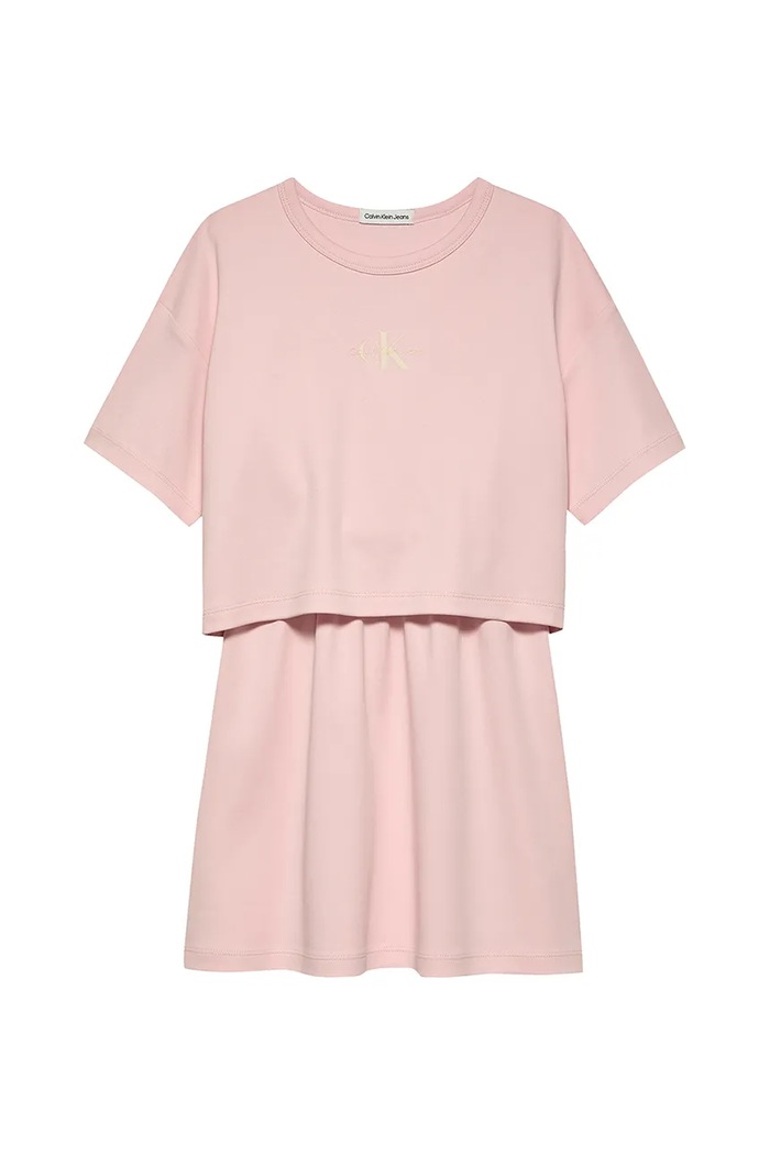 Calvin Klein Jeans sukienka bawełniana dziecięca IG0IG02770.104.116.PPYA różowy SS25