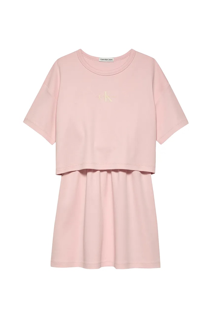 Calvin Klein Jeans sukienka bawełniana dziecięca IG0IG02770.104.116.PPYA różowy SS25