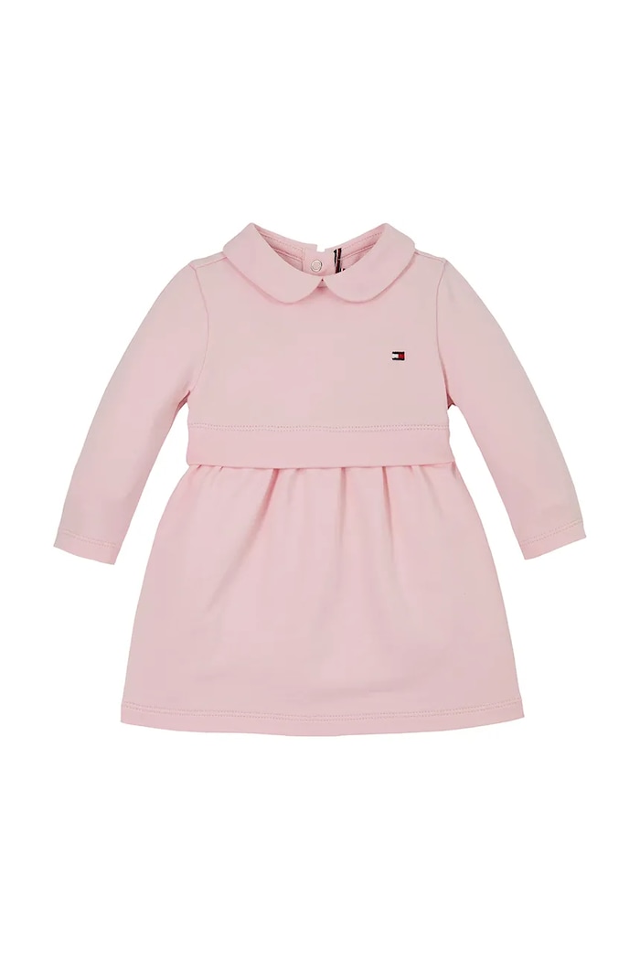 Бебешка памучна рокля Tommy Hilfiger памук розов KN0KN01972.PPYA