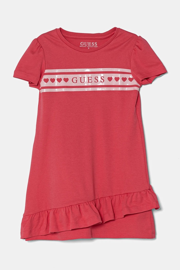 Guess Sukienka bawełniana dziecięca różowy K5RK04.KA6W4.PPYA