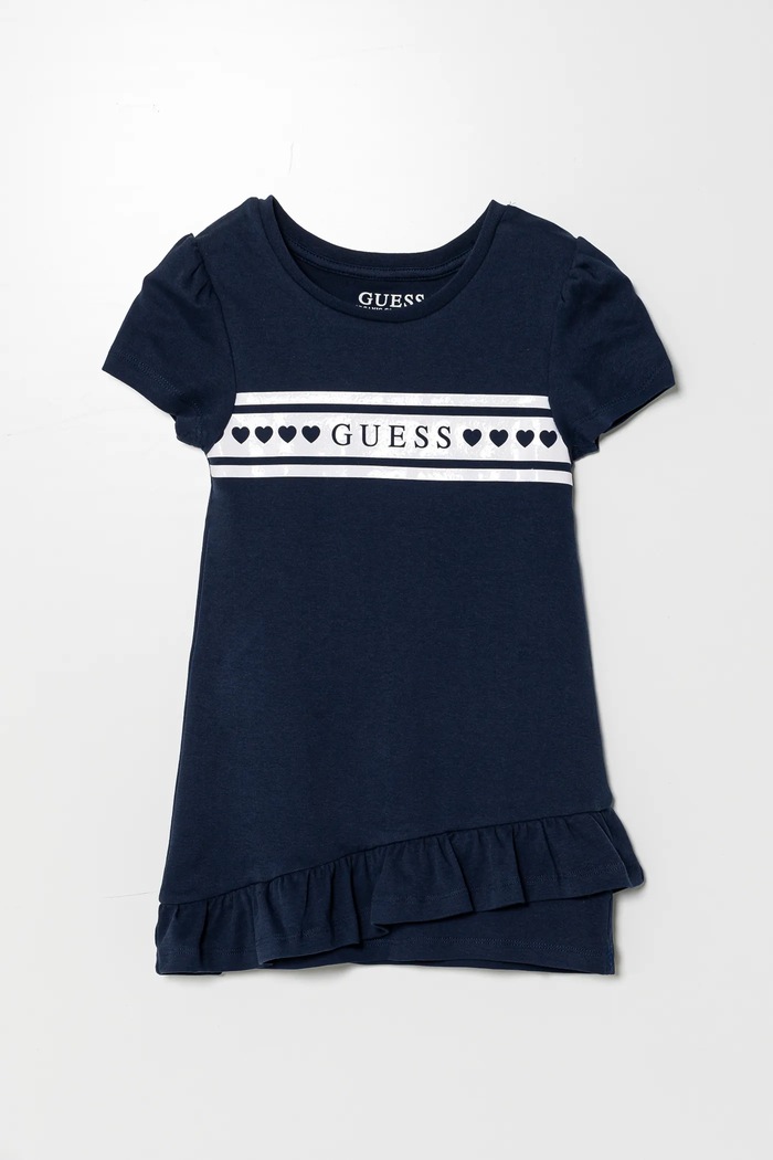 Guess sukienka bawełniana dziecięca midi granatowy K5RK04.KA6W4.PPYA