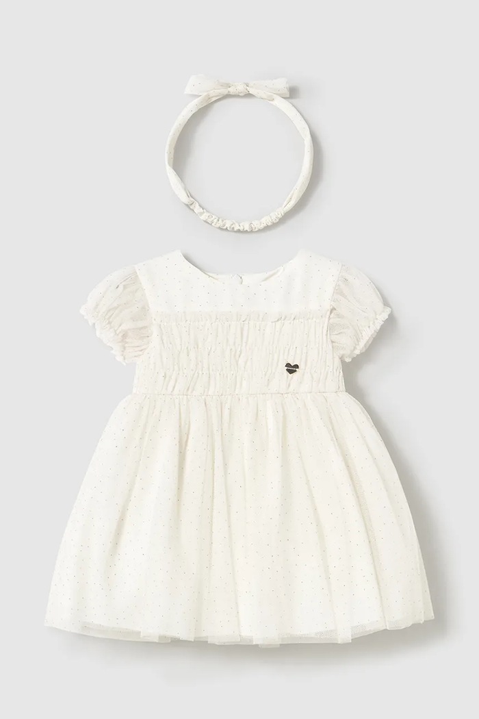 Mayoral vestito bambina 1902.4A.Baby.PPYA beige SS25