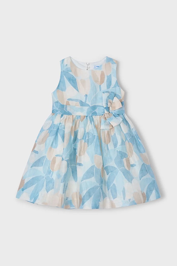 Mayoral Rochie din in pentru copii 3913.6B.Mini.PPYA albastru SS25