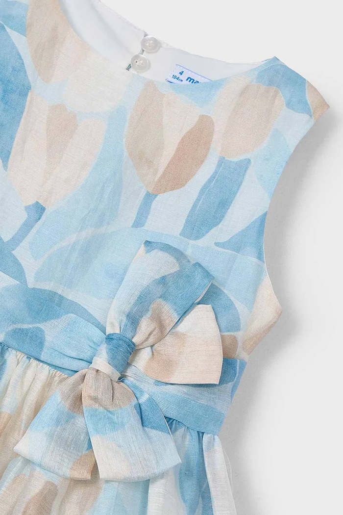 Rochie din in pentru copii Mayoral 3913.6B.Mini.PPYA albastru