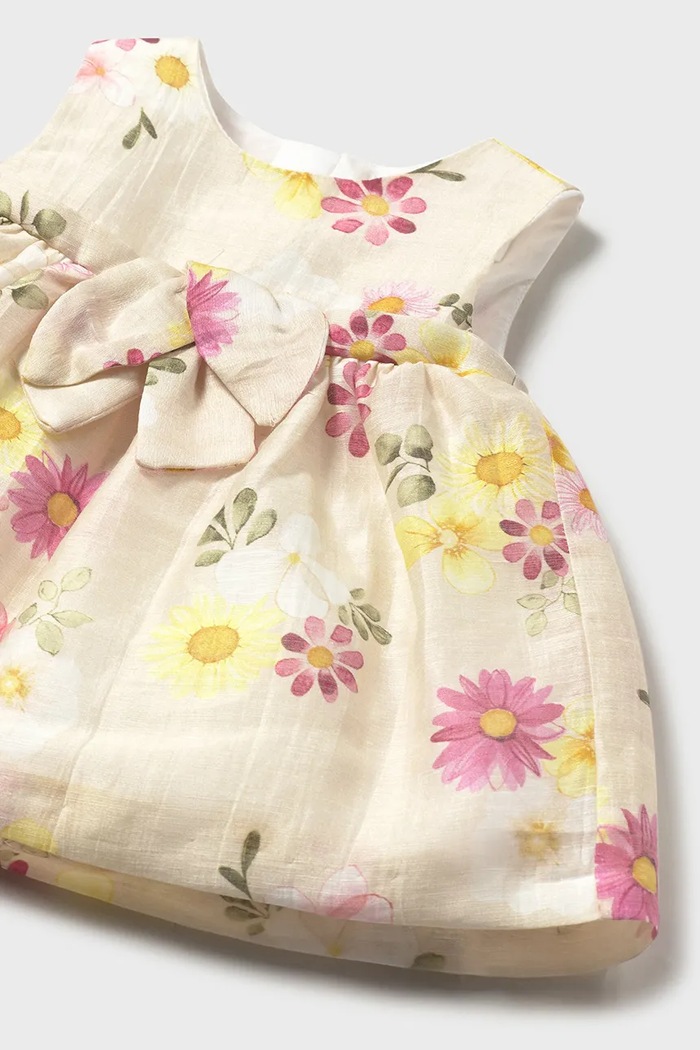 Dziewczynka Mayoral Newborn sukienka lniana niemowlęca 1863.2K.Newborn.PPYH żółty