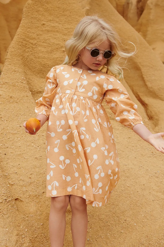 Παιδικό βαμβακερό φόρεμα Liewood Ariana Printed Dress εμπριμέ πορτοκαλί LW19806