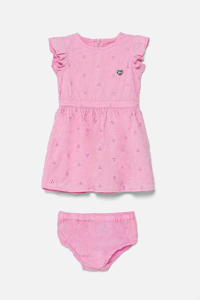 Guess sukienka bawełniana niemowlęca rozkloszowany różowy A5GK04.WH710.PPYA