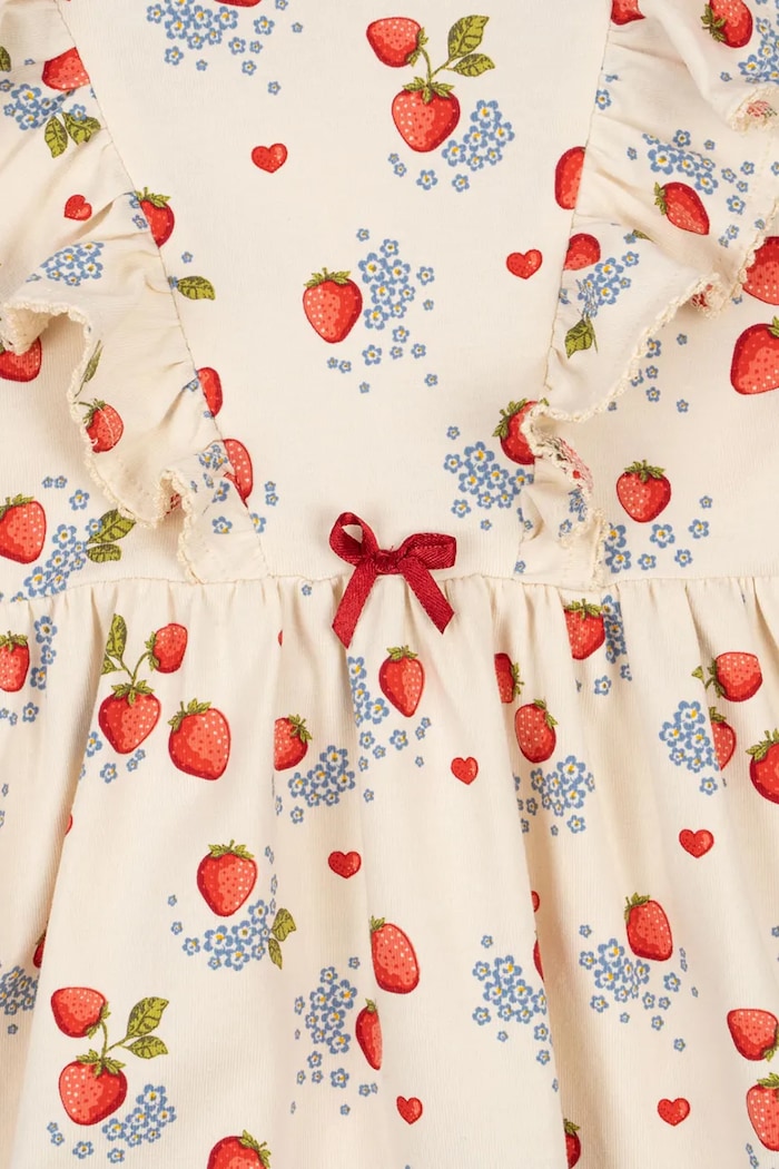 Dziewczynka Konges Sløjd sukienka dziecięca BASIC FRILL DRESS GOTS KS102627 beżowy