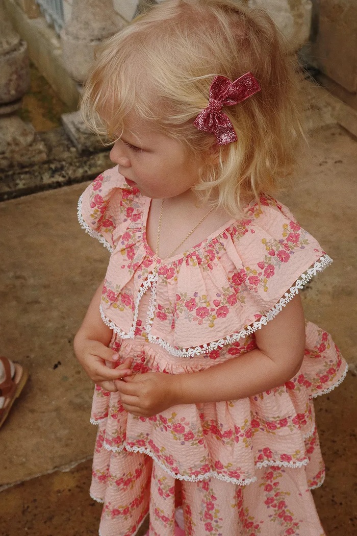 Konges Sløjd gyerek pamutruha BELLA FRILL DRESS GOTS rövid rózsaszín KS102294
