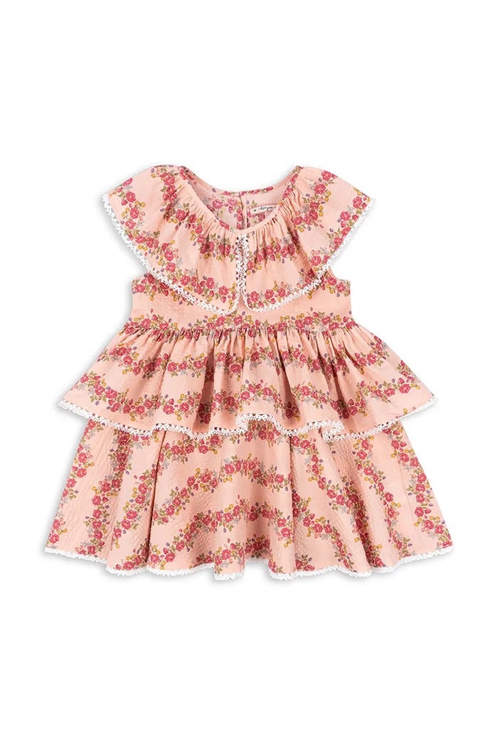 Konges Sløjd gyerek pamutruha BELLA FRILL DRESS GOTS KS102294 rózsaszín SS25