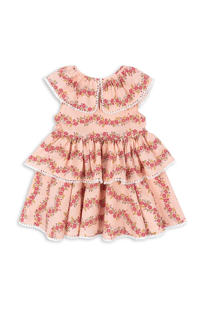 Lány Konges Sløjd gyerek pamutruha BELLA FRILL DRESS GOTS KS102294 rózsaszín