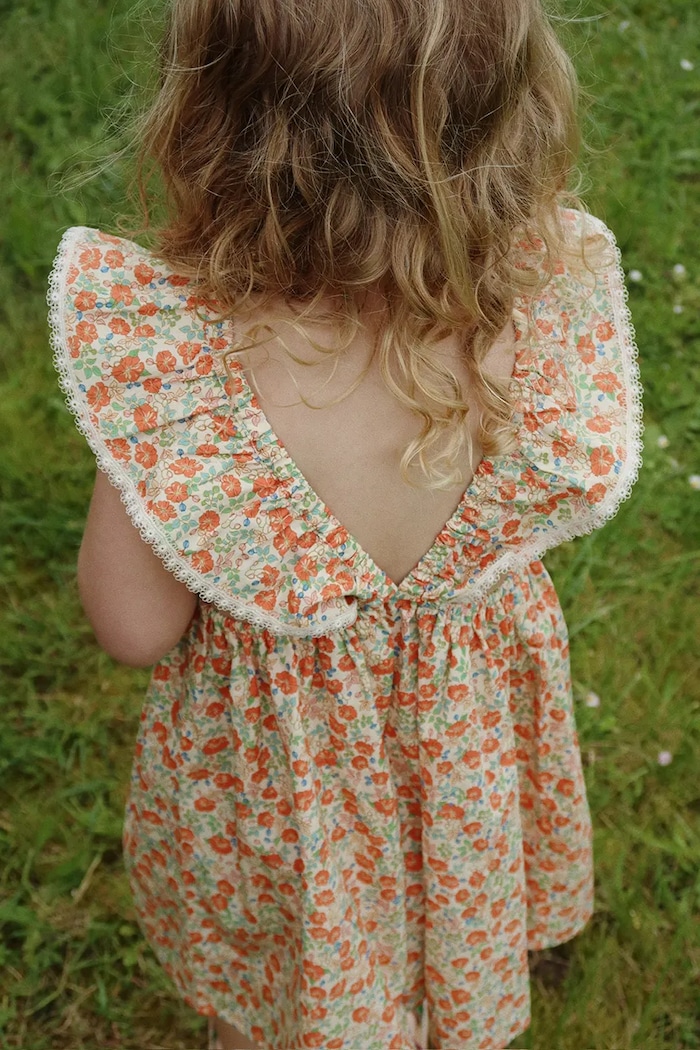 Konges Sløjd sukienka bawełniana dziecięca VERBENA DRESS GOTS wzorzyste pomarańczowy KS102296