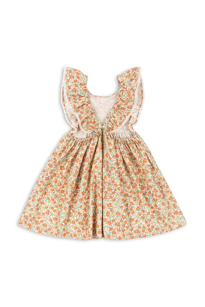 Dziewczynka Konges Sløjd sukienka bawełniana dziecięca VERBENA DRESS GOTS KS102296 pomarańczowy