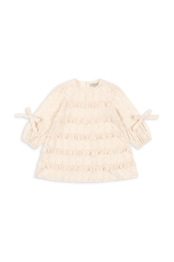 Dětské bavlněné šaty Konges Sløjd FRILLA DRESS mini béžová KS102232