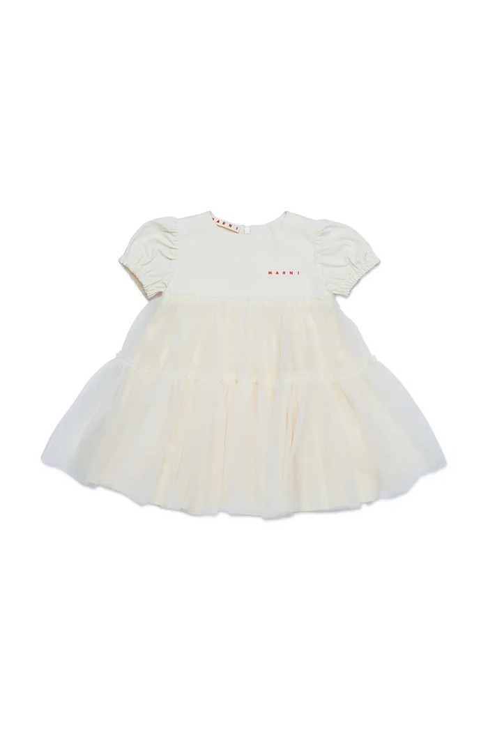 Detské bavlnené šaty Marni MD294B DRESS bavlna béžová M01439