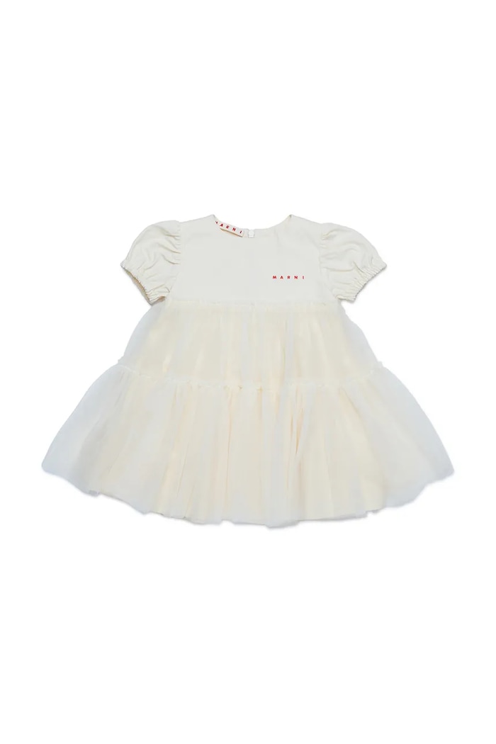 Detské bavlnené šaty Marni MD294B DRESS bavlna béžová M01439