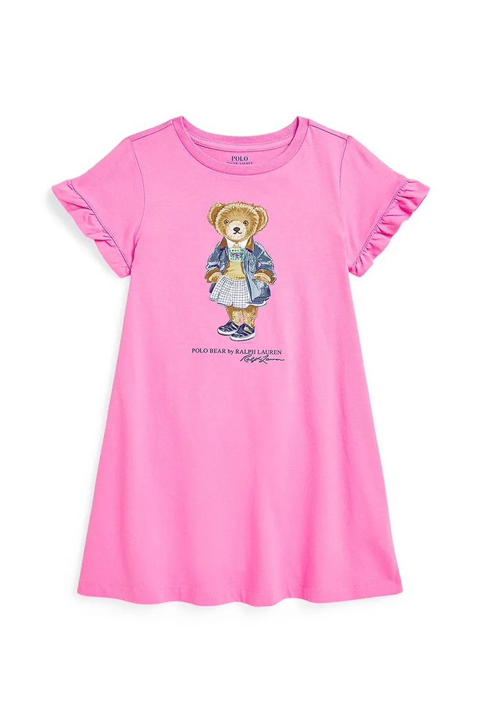Dětské bavlněné šaty Polo Ralph Lauren mini růžová 312965157002