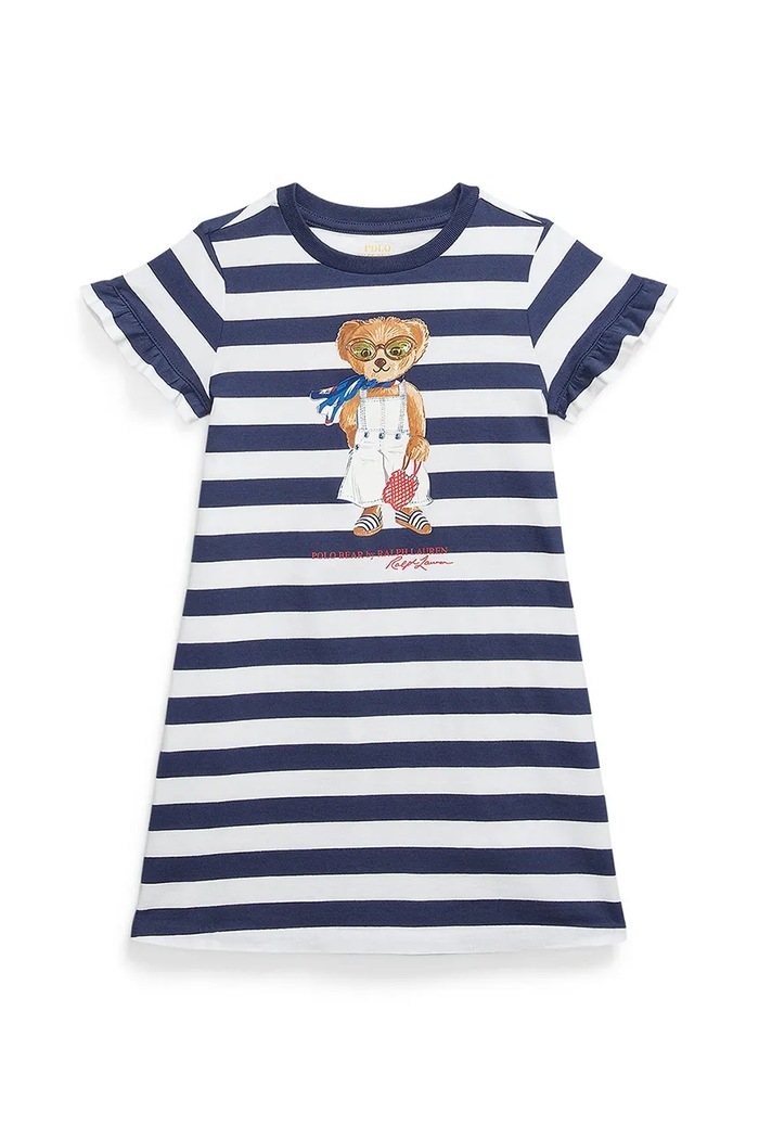 Παιδικό βαμβακερό φόρεμα Polo Ralph Lauren βαμβάκι σκούρο μπλε 312965227001